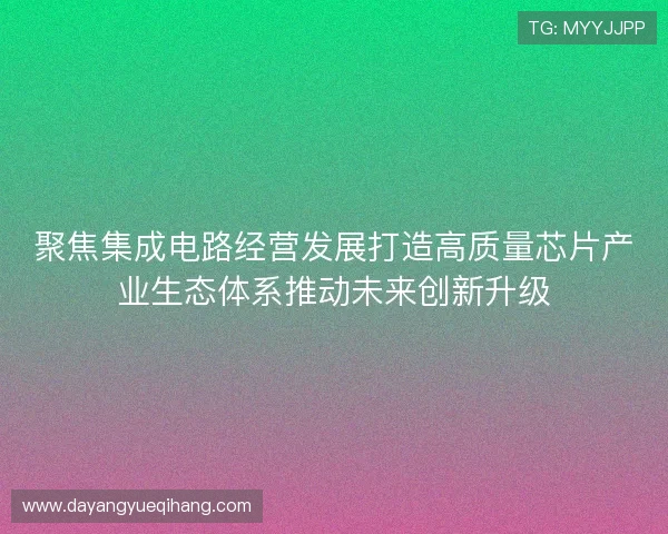 聚焦集成电路经营发展打造高质量芯片产业生态体系推动未来创新升级